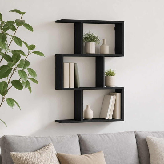 Wall Shelf Black Oak 72 x 17 x 105 cm Engineered Wood