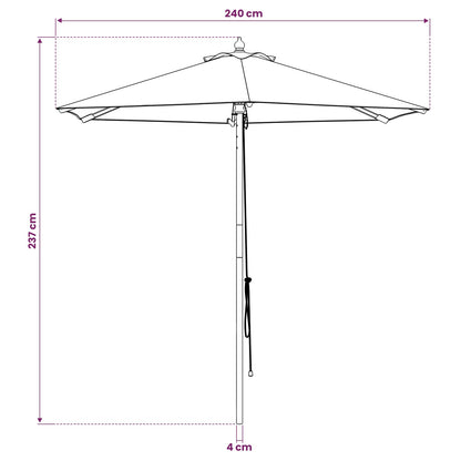 Garden Parasol Ø 240 x 237 cm Solid Eucalyptus Wood Cream White