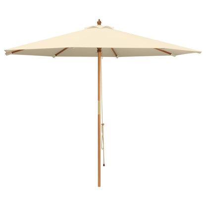 Garden Parasol Ø 300 x 248 cm Solid Eucalyptus Wood Cream White
