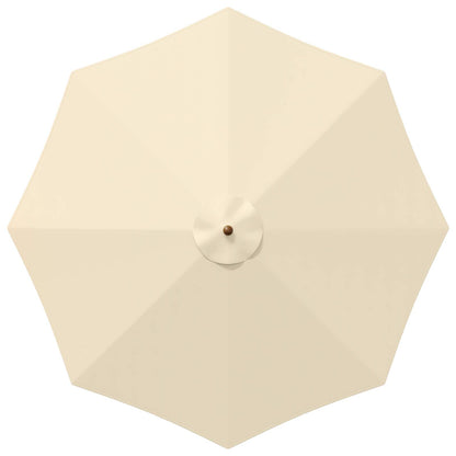 Garden Parasol Ø 300 x 248 cm Solid Eucalyptus Wood Cream White