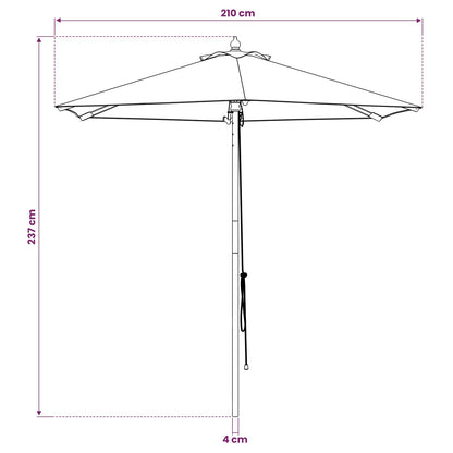 Garden Parasol Ø 210 x 237 cm Solid Eucalyptus Wood Anthracite