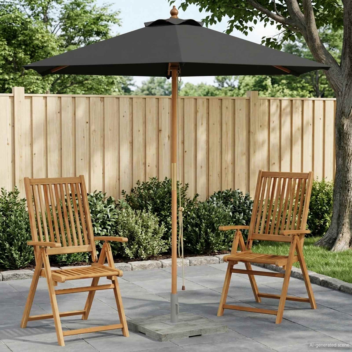 Garden Parasol Ø 240 x 237 cm Solid Eucalyptus Wood Anthracite