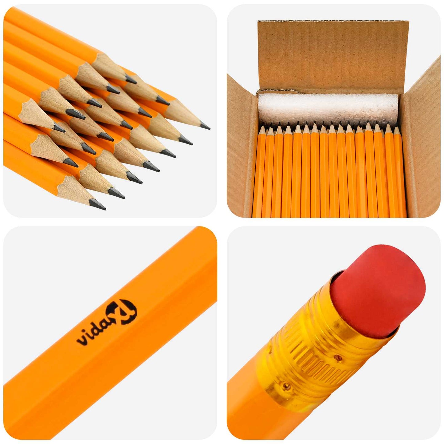 HB Pencils Ø 0.7 x 18.5 cm Yellow Solid Poplar Wood