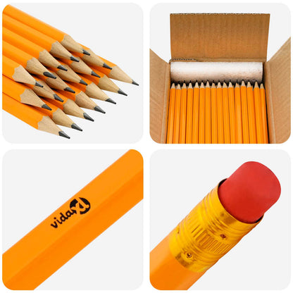 HB Pencils Ø 0.7 x 18.5 cm Yellow Solid Poplar Wood