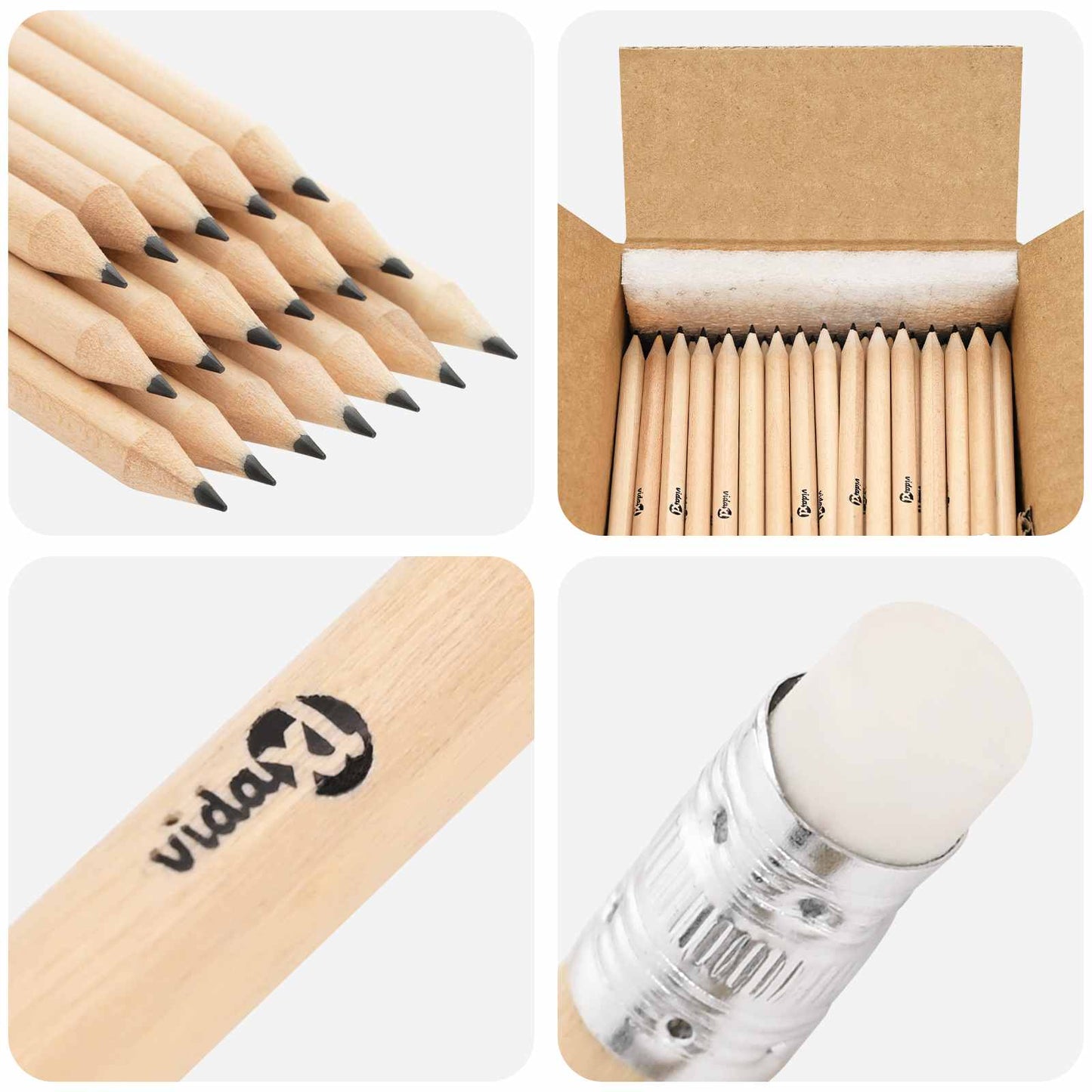 HB Pencils Ø 0.7 x 10 cm Natural Solid Poplar Wood