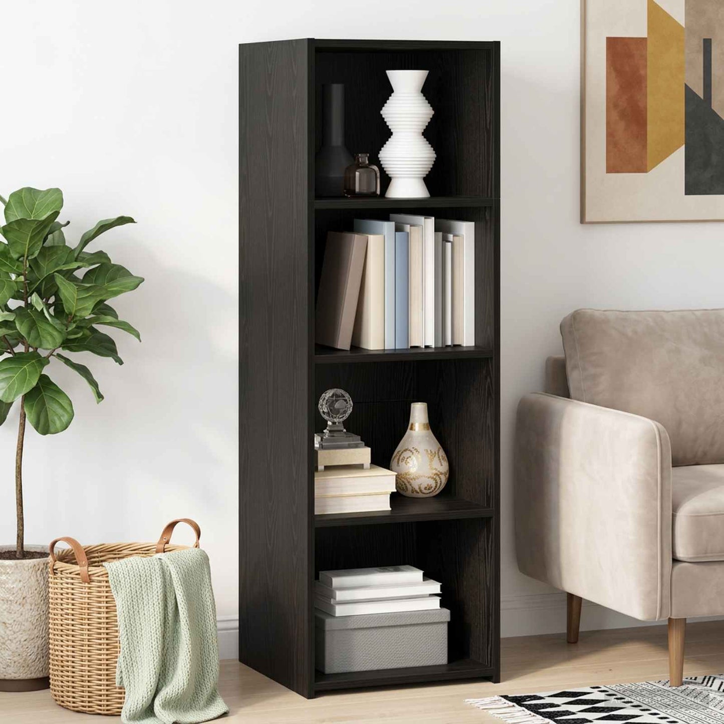 Highboard Black Oak 40 x 41 x 124 cm Engineered Wood