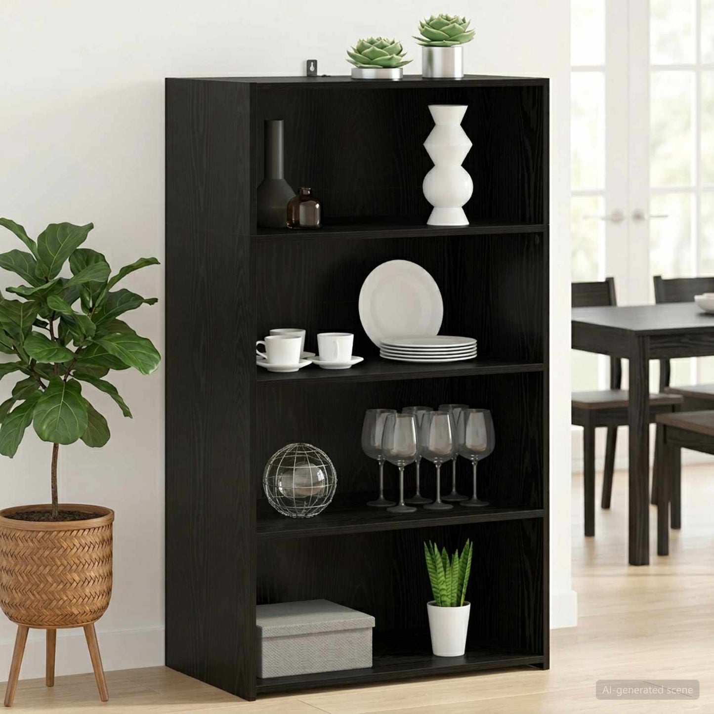Highboard Black Oak 70 x 41 x 124 cm Engineered Wood