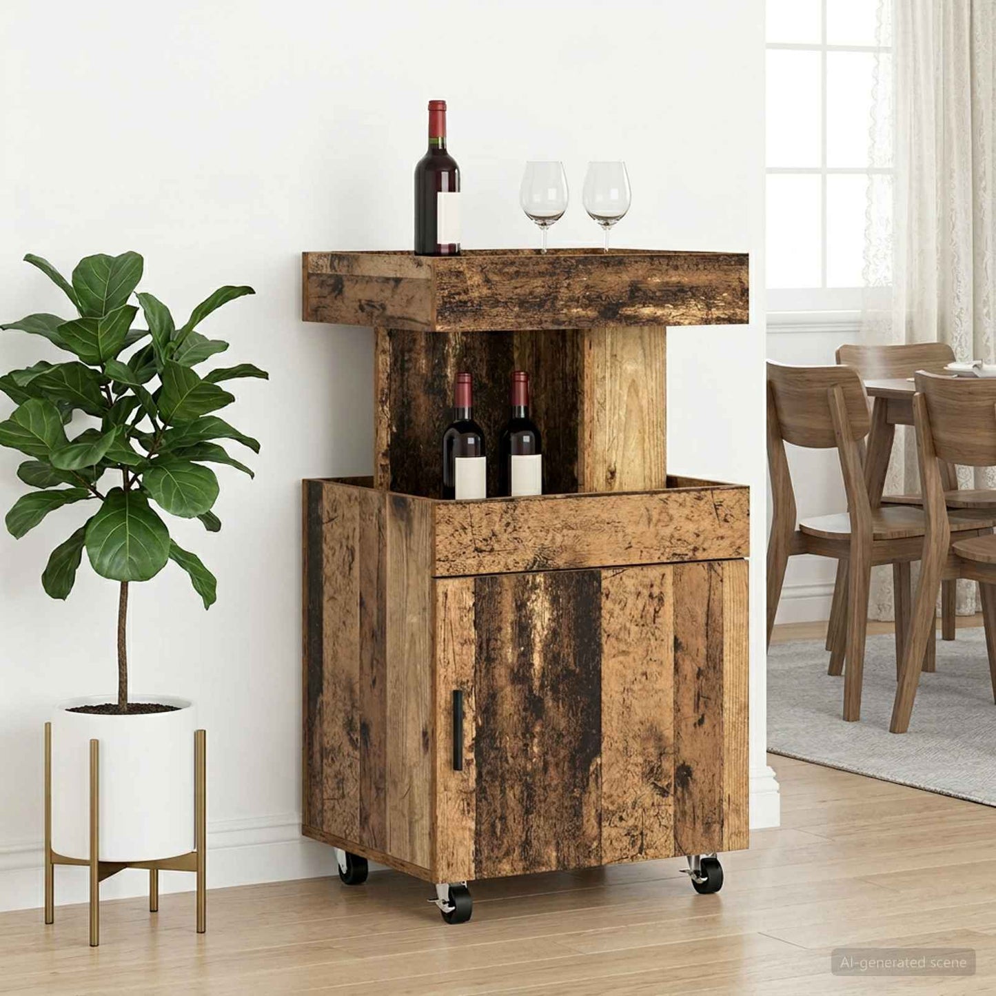 Bar Cart Old Wood 50 x 41 x 89 cm Engineered Wood