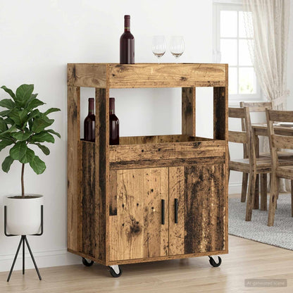 Bar Cart Old Wood 60 x 39.5 x 89 cm Engineered Wood