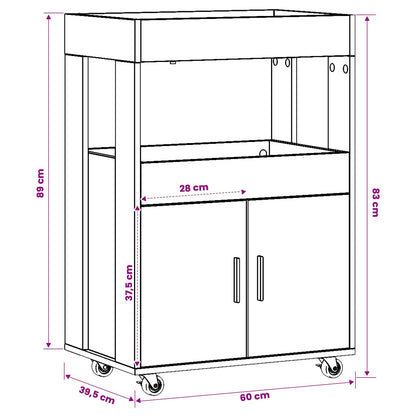Bar Cart Artisan Oak 60 x 39.5 x 89 cm Engineered Wood
