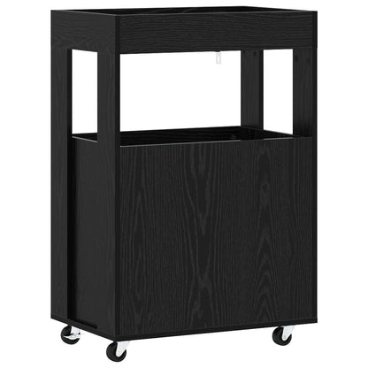 Bar Cart Black Oak 60 x 39.5 x 89 cm Engineered Wood