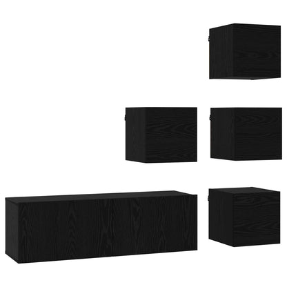 TV Cabinet Set 5 pcs 100 x 30 x 30 cm Black Oak Engineered Wood
