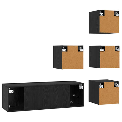 TV Cabinet Set 5 pcs 100 x 30 x 30 cm Black Oak Engineered Wood