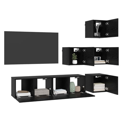 TV Cabinet Set 6 pcs 60 x 30 x 30 cm Black Oak Engineered Wood
