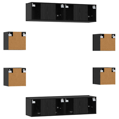 TV Cabinet Set 8 pcs 120 x 30 x 30 cm Black Oak Engineered Wood