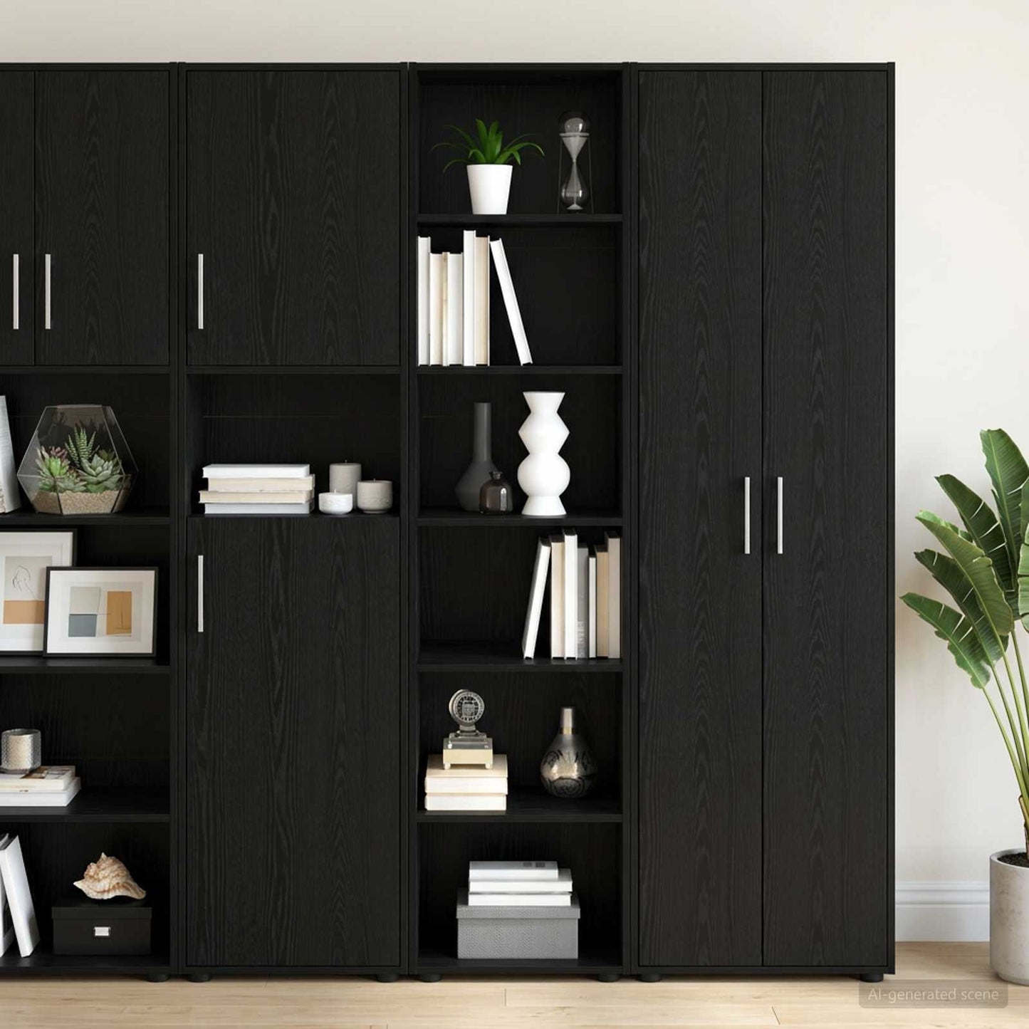 Sideboard Black Oak 45 x 41 x 185 cm Engineered Wood