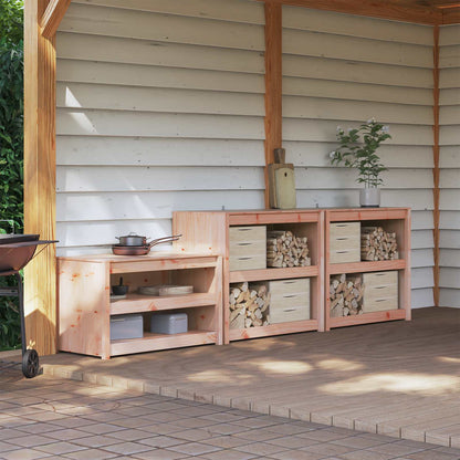 Outdoor Kitchen Cabinet MEPPEL 3 pcs White Solid Pine Wood