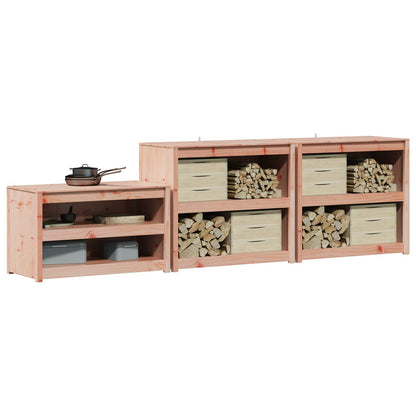 Outdoor Kitchen Cabinet MEPPEL 3 pcs White Solid Pine Wood