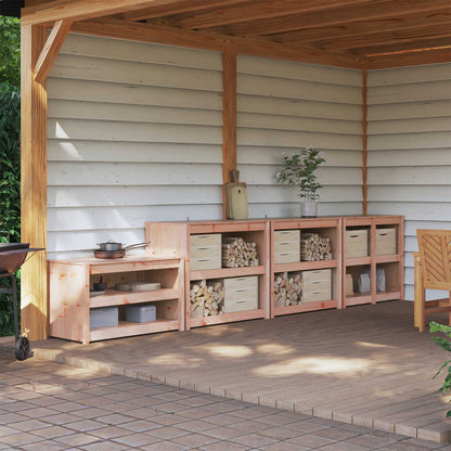 Outdoor Kitchen Cabinet MEPPEL 4 pcs White Solid Pine Wood