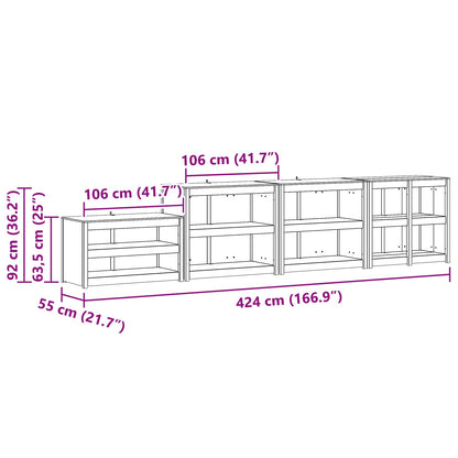 Outdoor Kitchen Cabinet MEPPEL 4 pcs White Solid Pine Wood