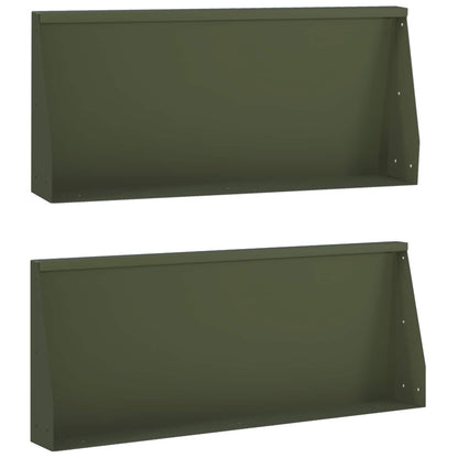 Retaining Wall 2 pcs 100 x 12 x 30 cm Steel Olive Green
