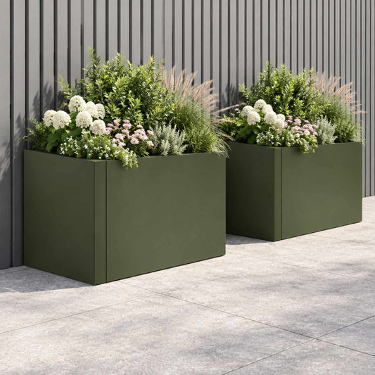 Retaining Wall 50 x 50 x 30 cm Steel Olive Green