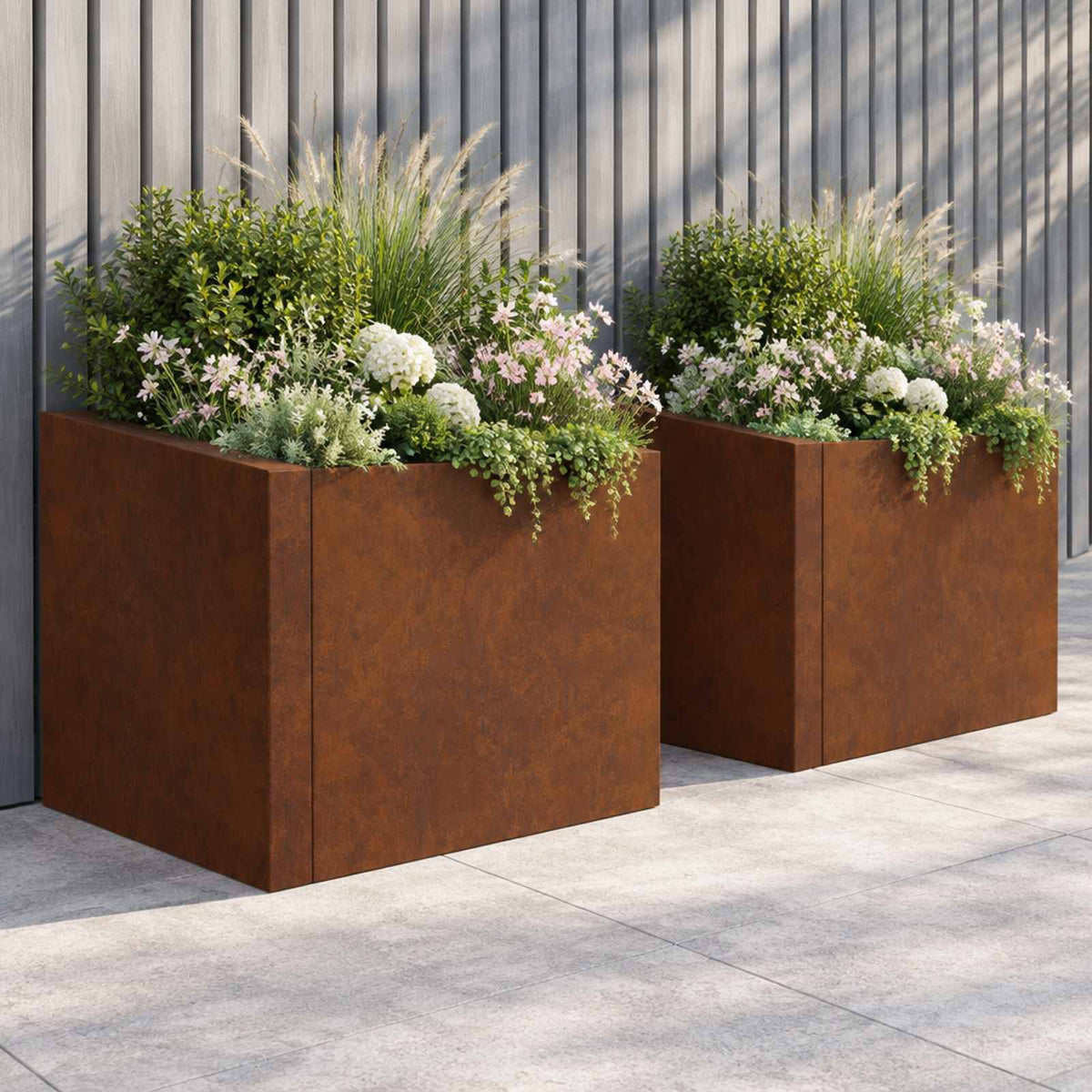 Retaining Wall 2 pcs 50 x 50 x 40 cm Weathering Steel Rusty