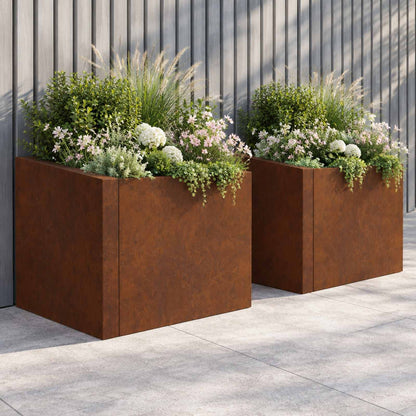 Retaining Wall 2 pcs 50 x 50 x 40 cm Weathering Steel Rusty