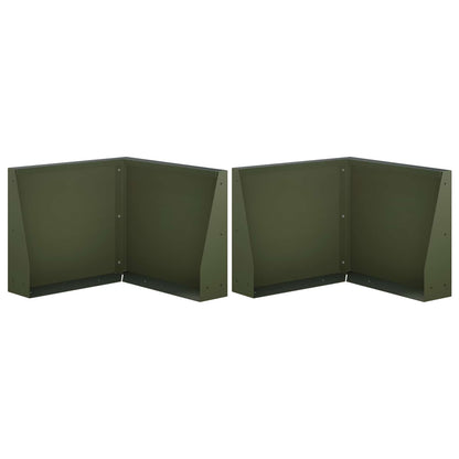 Retaining Wall 2 pcs 50 x 50 x 40 cm Steel Olive Green