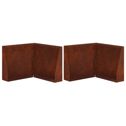 Retaining Wall 2 pcs 50 x 50 x 40 cm Weathering Steel Rusty