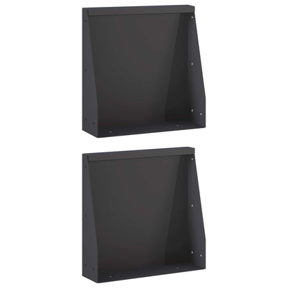 Retaining Wall 2 pcs 40 x 12 x 30 cm Steel Black