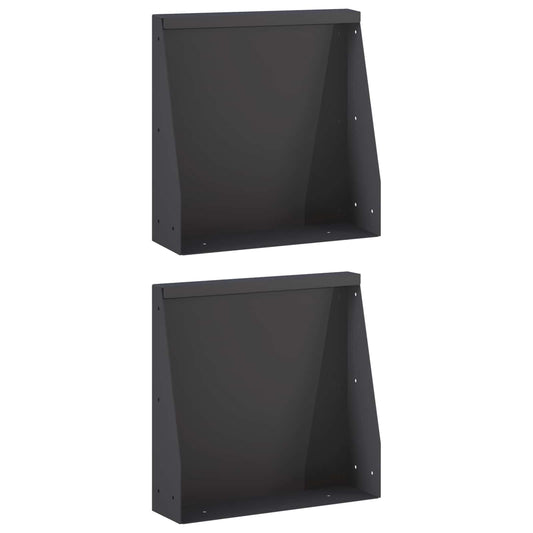 Retaining Wall 2 pcs 40 x 12 x 30 cm Steel Black
