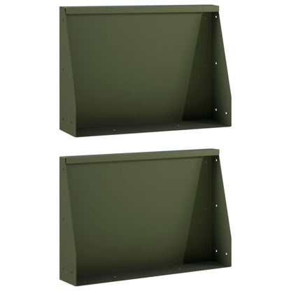 Retaining Wall 2 pcs 60 x 12 x 30 cm Steel Olive Green