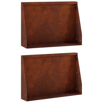 Retaining Wall 2 pcs 60 x 12 x 30 cm Weathering Steel Rusty