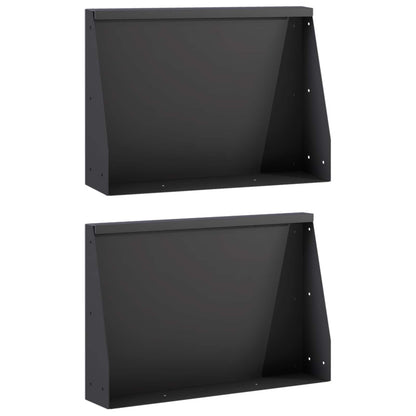 Retaining Wall 2 pcs 60 x 12 x 40 cm Steel Black