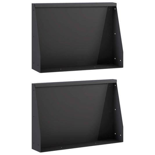 Retaining Wall 2 pcs 60 x 12 x 50 cm Steel Black