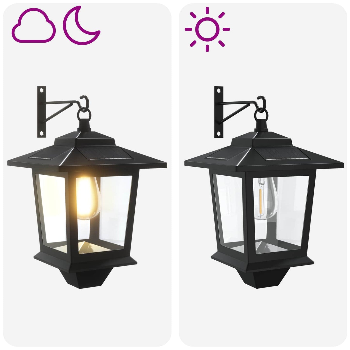 Wall Mount Lamp with LED Bulb 2 pcs Black 19 x 14 x 25 cm