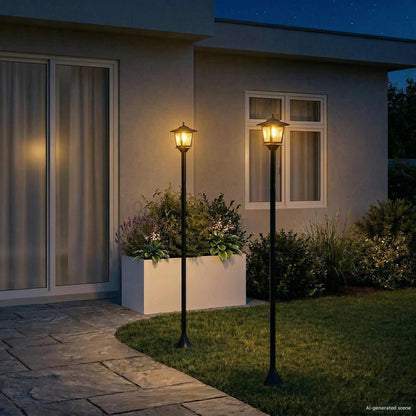 Lamp Post Set with LED Bulb 2 pcs Black 16 x 16 x 156 cm