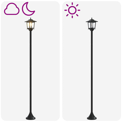 Lamp Post Set with LED Bulb 2 pcs Black 16 x 16 x 156 cm