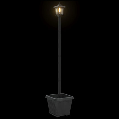 Solar Lamp Post with Planter Black 32 x 32 x 158 cm