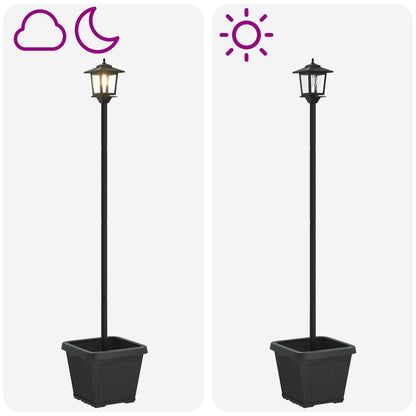 Solar Lamp Post with Planter Black 32 x 32 x 158 cm