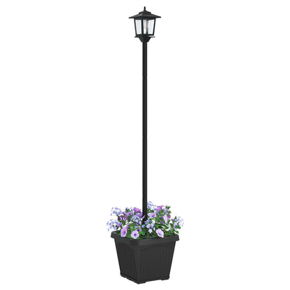 Solar Lamp Post with Planter Black 32 x 32 x 158 cm