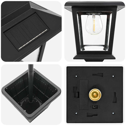 3-Head Lamp Post with Planter Black 32 x 32 x 188 cm