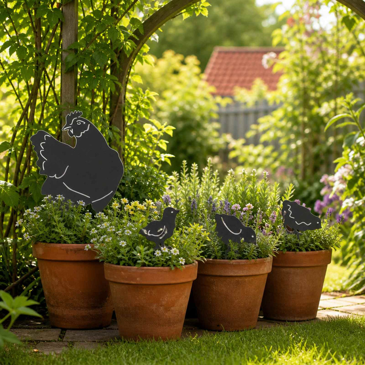 Garden Stake Set of 4 47.5 x 30 cm Steel Black