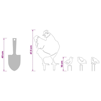 Garden Stake Set of 4 47.5 x 30 cm Steel Black