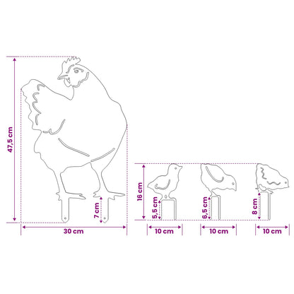 Garden Stake Set of 4 47.5 x 30 cm Steel White