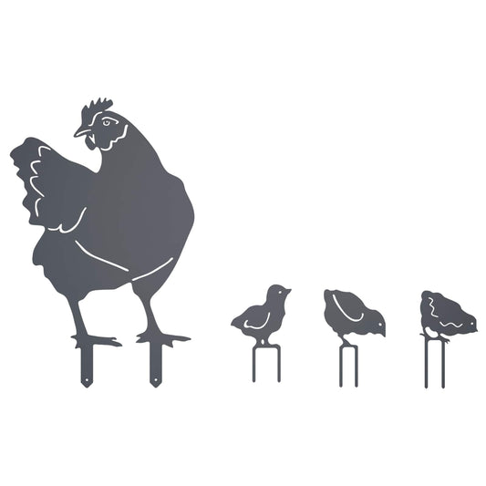 Garden Stake Set of 4 47.5 x 30 cm Steel Anthracite