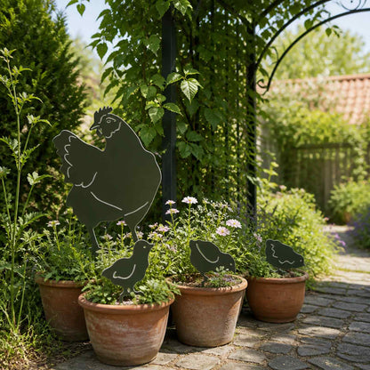 Garden Stake Set of 4 47.5 x 30 cm Steel Olive Green