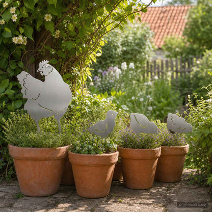 Garden Stake Set of 4 47.5 x 30 cm Stainless Steel Silver
