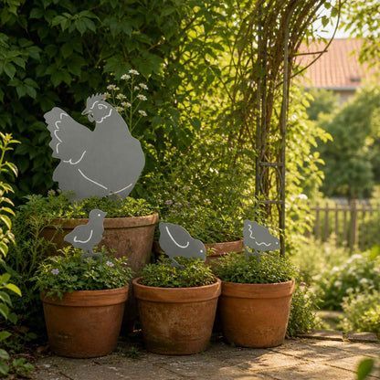 Garden Stake Set of 4 47.5 x 30 cm Galvanised Steel Silver